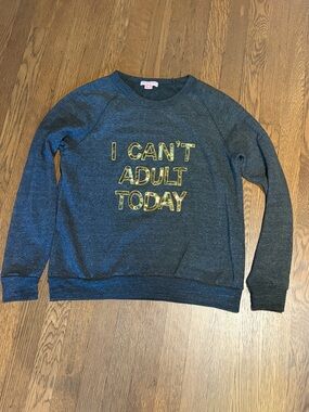 Bow & Drape Dark Gray Crewneck Sweatshirt with Yellow Lettering